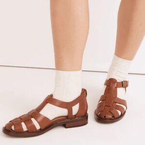 Madewell Rina Fisherman Flat, Brown Leather Women's Shoes